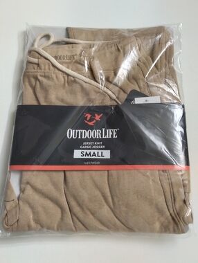 Outdoor Life Men's Jersey Cargo Joggers - Beige/Tan Size Small New